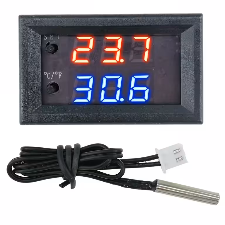 Termostat Digital cu Sondă și Releu 12V – Control Temperatură Incubator, Ouă, Clocitoare, Acvariu
