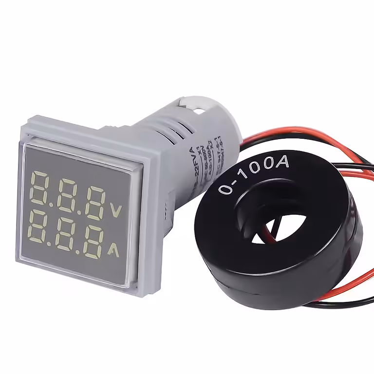 Voltampermetru Digital 220V AC 60-500V 0-100A pentru Panou – Măsurare Tensiune și Curent Precise