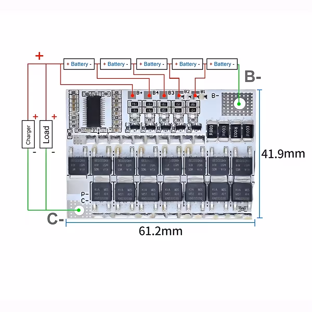 Diagrama conexiuni BMS 5S pentru configurarea corectă a celulelor Li-Ion