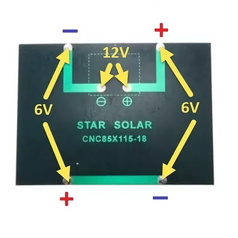 Diagrama de conectare a panoului solar mini cu ieșire 6V/12V