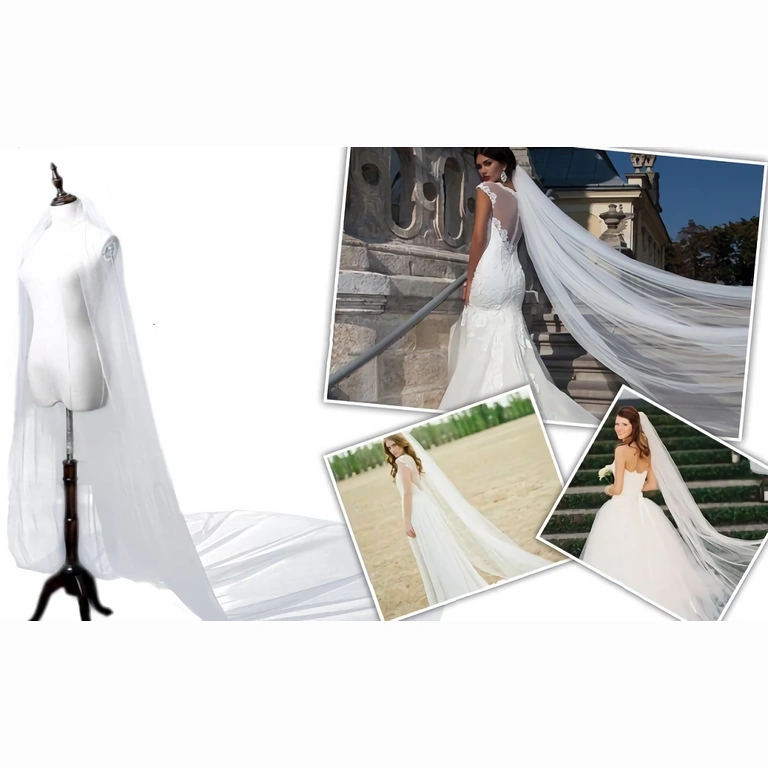 Voal mireasă stil prințesă Voal alb lung care adaugă un plus de eleganță și mister apariției miresei