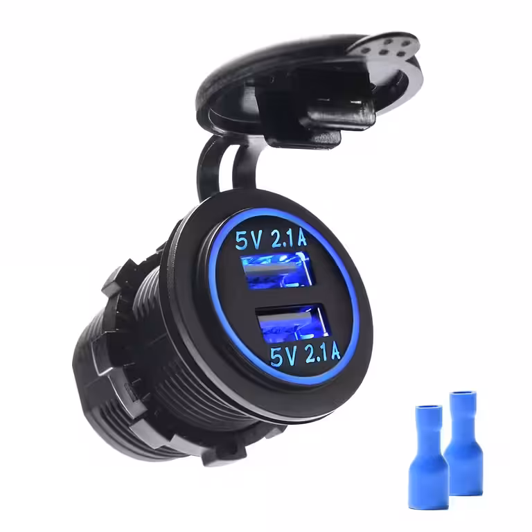 Priză Brichetă Auto cu USB Dublu 12V/24V – Încărcător Panou 2x 2.1A cu LED și Protecție