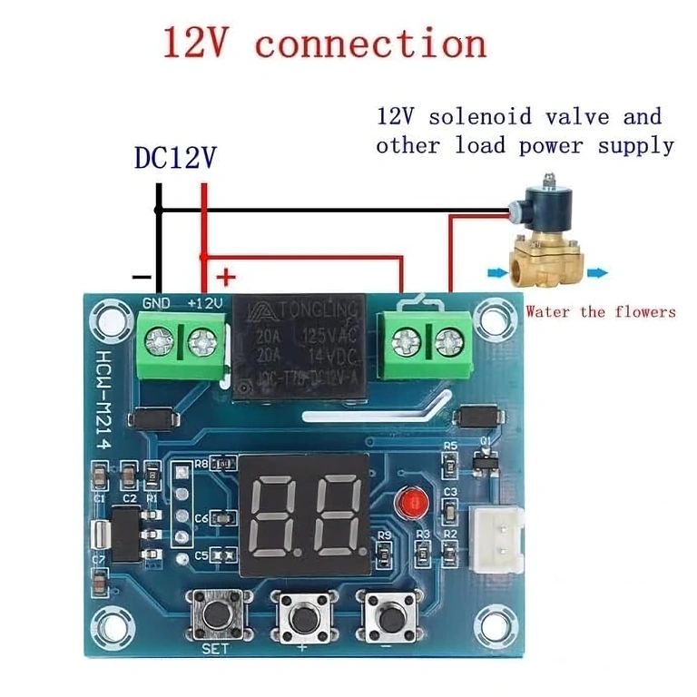 Conectare senzor umiditate la 12V Schema de conectare a modulului de irigare automată la sursă de 12V DC