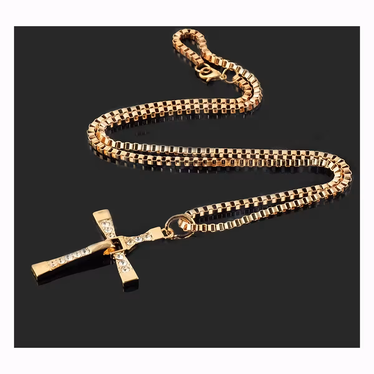 Lănțișor cruce auriu pentru bărbați, stil Fast and Furious