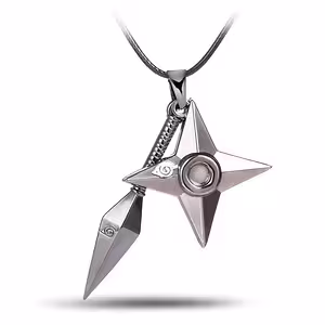 Lănțișor Cosplay Naruto Uzumaki cu Kunai și Shuriken – Accesoriu Anime