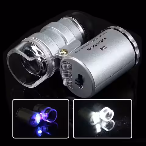 Microscop LUPĂ 60x cu LED și lampă UV – aparat verificat bani, bijutier și ceasornicar