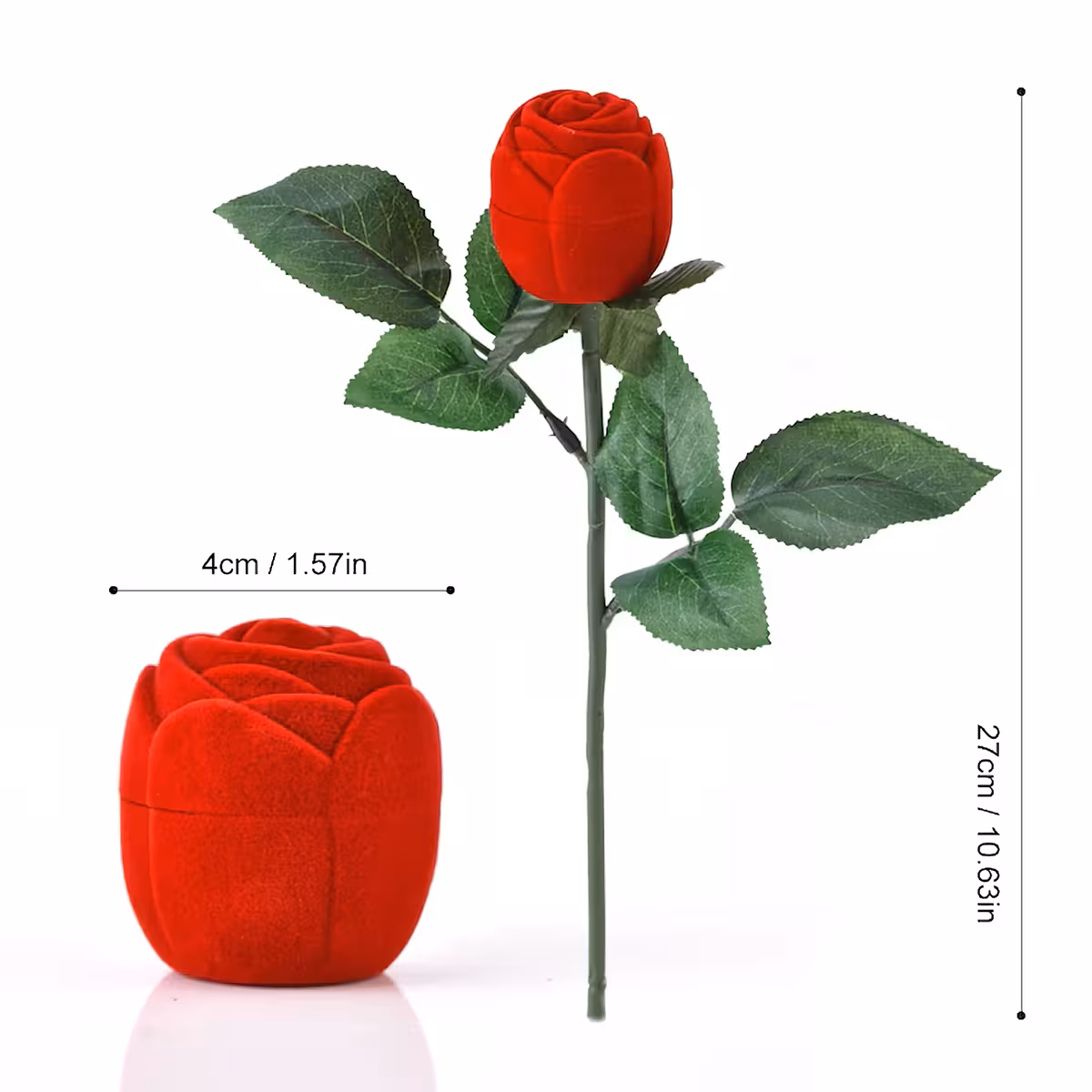 Cutie pentru logodnă – design trandafir catifelat