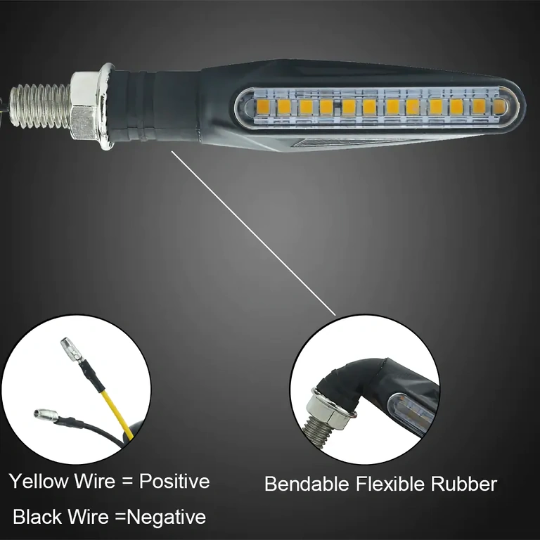 Lumină de direcție LED galbenă pentru motociclete și scutere