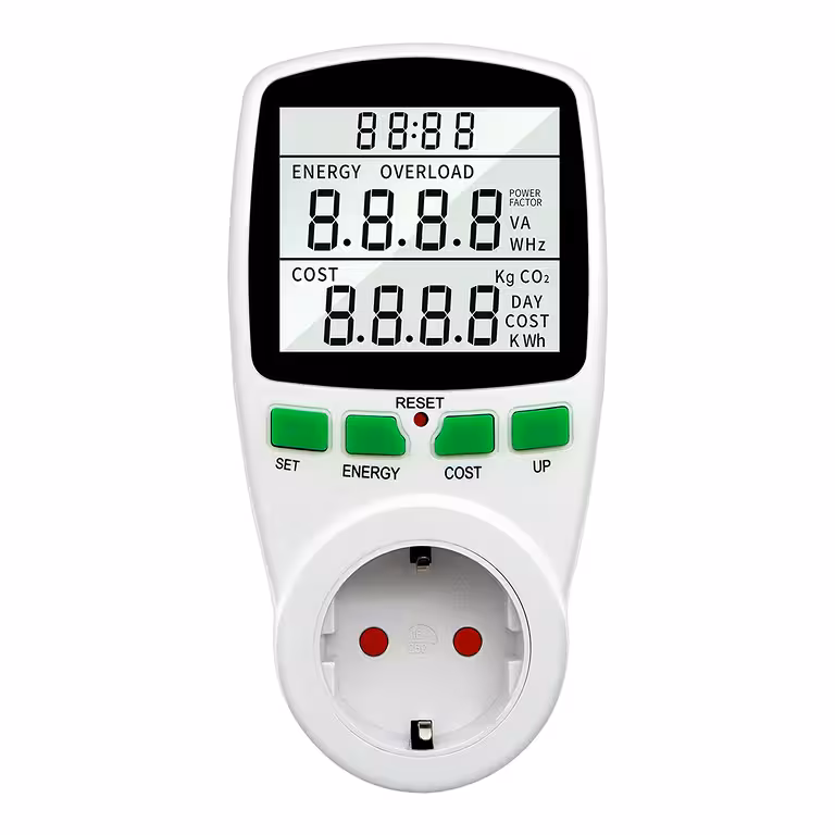 Wattmetru Digital Profesional pentru Măsurarea Consumului de Energie Electrică la Priză