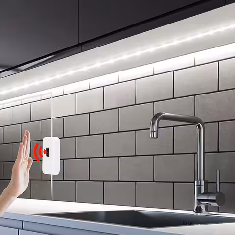 Banda LED Alb Rece 3m cu Senzor Mișcare USB 5V pentru Bucătărie și Baie