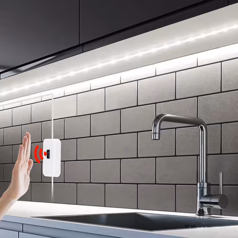 Banda LED Alb Rece 3m cu Senzor Mișcare USB 5V pentru Bucătărie și Baie