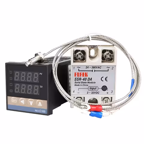 Controler Termostat Digital Temperatură 220V 0-400°C cu Releu SSR 40A REX C100