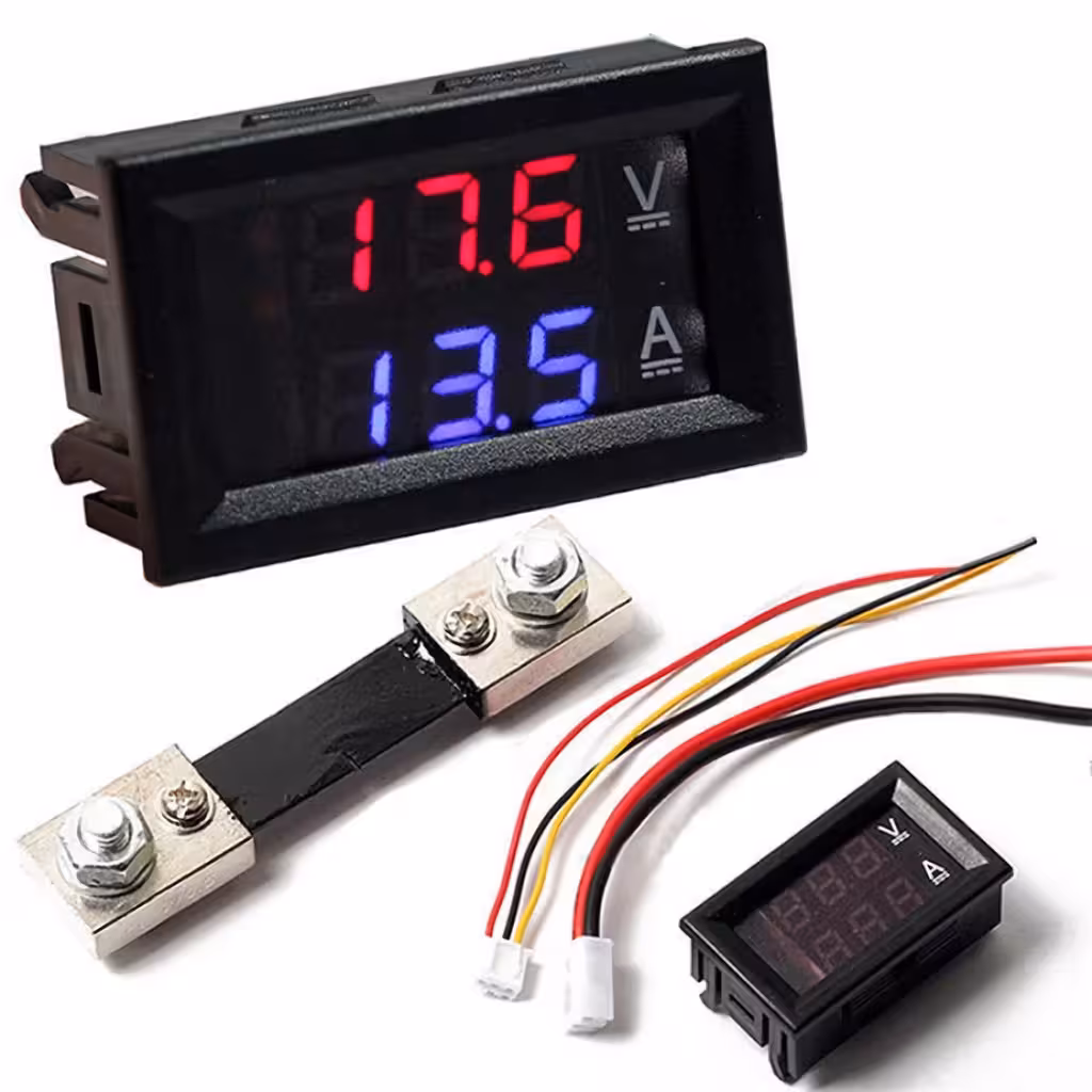 Voltmetru Ampermetru Digital 0–100V 100A cu Șunt Inclus – Afișaj LED Panou Curent Continuu Auto