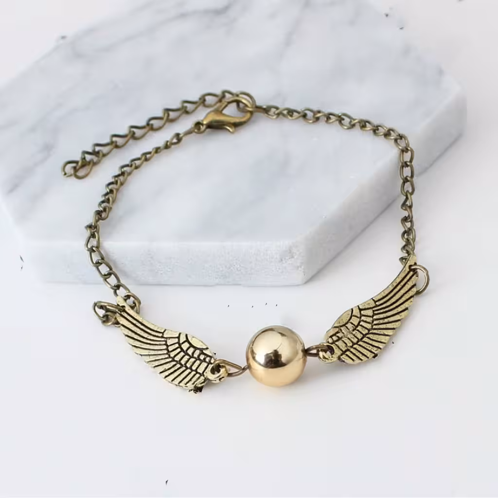 Brățară Harry Potter Golden Snitch & Deathly Hallows – Hotoaica Aurie / Argintie, cadou magic pentru fani