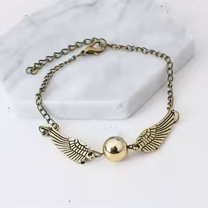 Brățară Harry Potter Golden Snitch & Deathly Hallows – Hotoaica Aurie / Argintie, cadou magic pentru fani