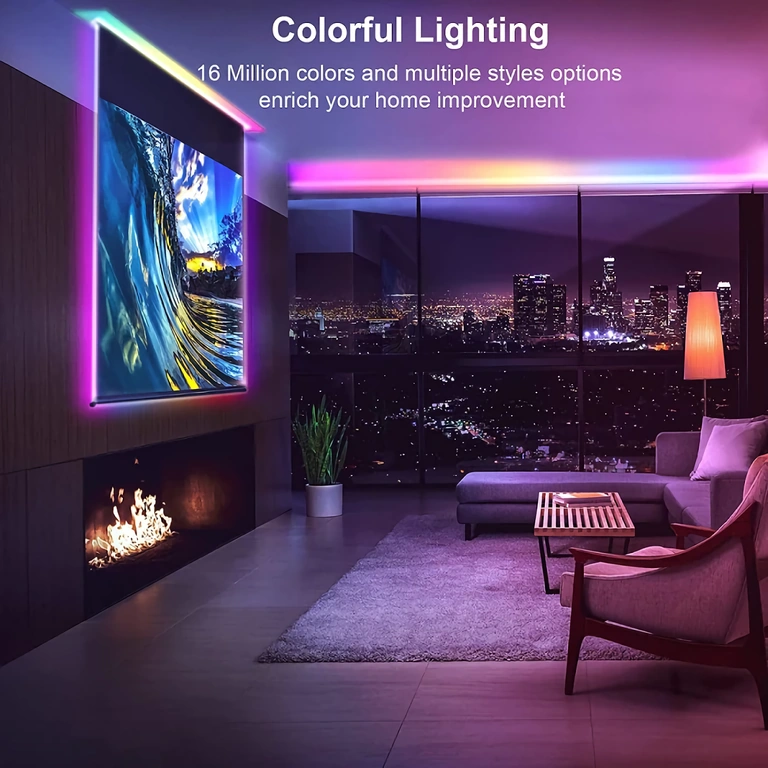 Bandă luminoasă cu 300 LED-uri RGB, telecomandă, și conectivitate bluetooth