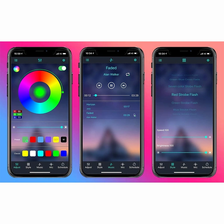 Bandă LED pentru televizor cu iluminare ambientală, reglaj intensitate și culori