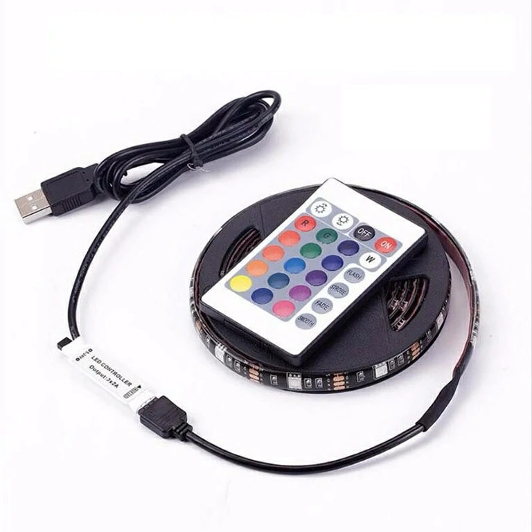 Bandă LED RGB de 10 metri cu control bluetooth, telecomandă și senzor muzical