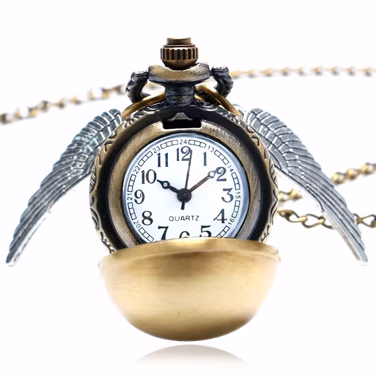 Ceas de Buzunar cu Lănțișor – Harry Potter Golden Snitch Quidditch (Quartz)