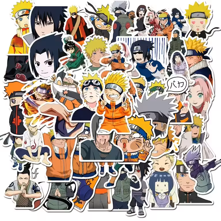 Stickere Anime Naruto Shippuden – Set 50 Autocolante Rezistente PVC pentru Laptop, Bicicletă, Skateboard și Console