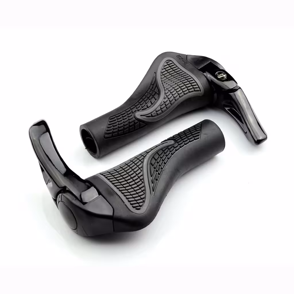 Mansoane ghidon MTB ergonomice negre cu coarne lock-on pentru bicicletă și trotinetă electrică