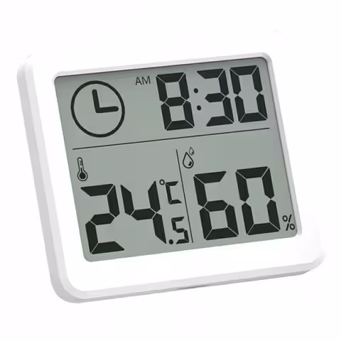 Higrometru digital alb, subțire, cu senzor de temperatură