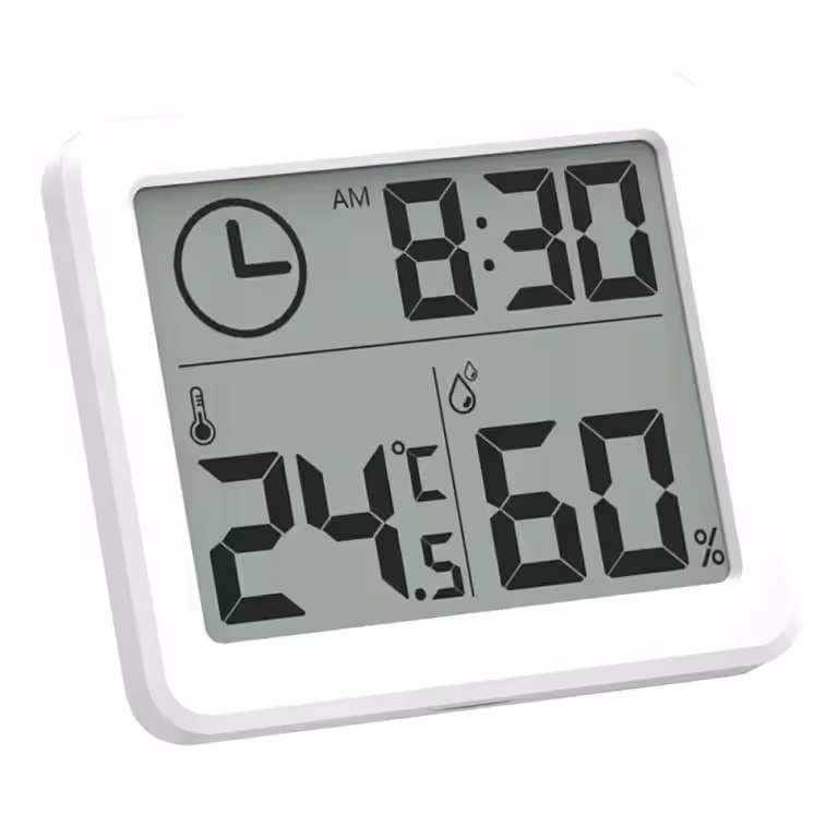 Higrometru digital alb, subțire, cu senzor de temperatură