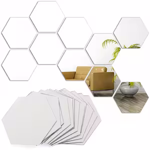 Set Oglinzi Hexagonale Autocolante Decorative – Oglindă Acrilică pentru Perete, Formă de Hexagon, Design Modern