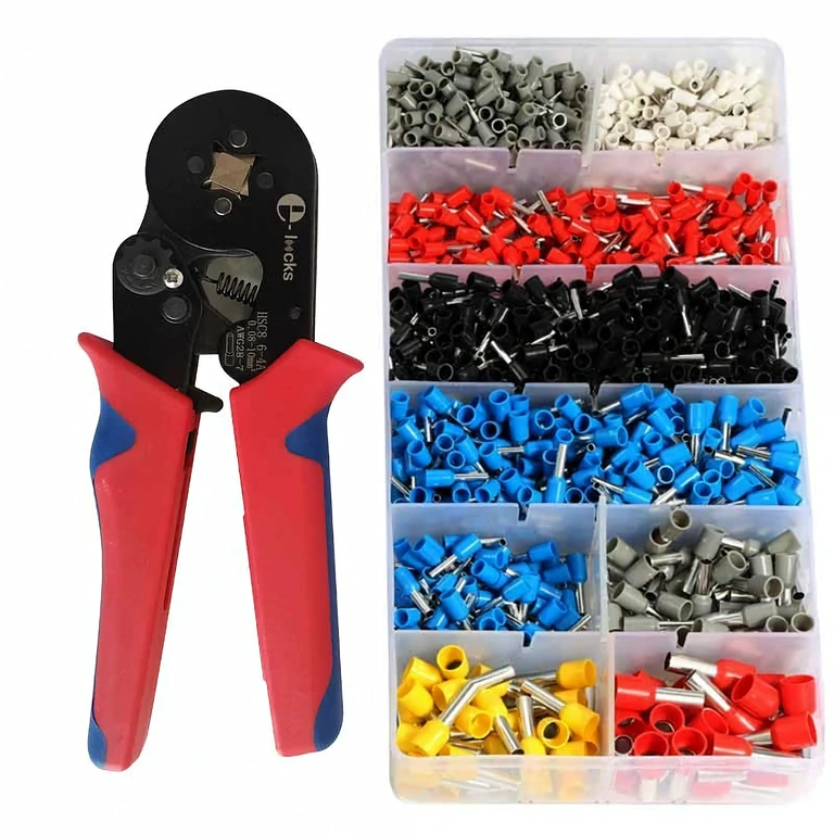 Clește autoreglabil pentru terminale tubulare Clește cu autoreglare și mecanism cu clichet pentru sertizarea ferulelor