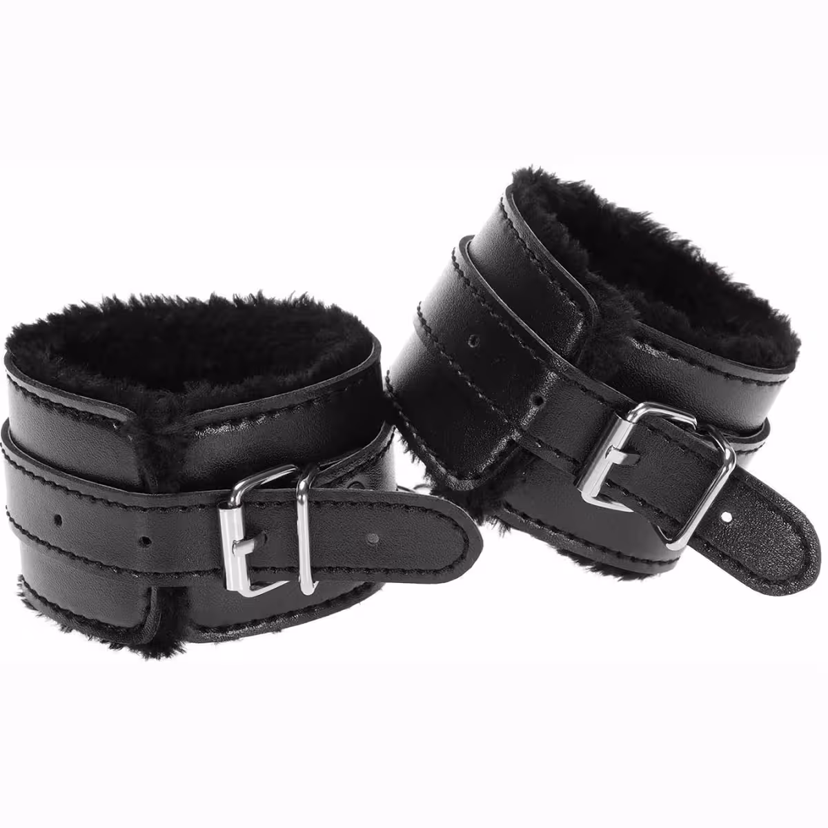 Cătușe negre elegante din piele ecologică, ideale pentru roleplay și dominație în cuplu