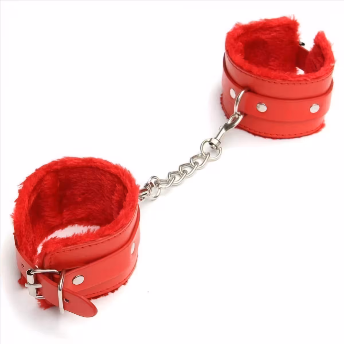 Cătușe reglabile cu puf și închidere sigură pentru jocuri BDSM
