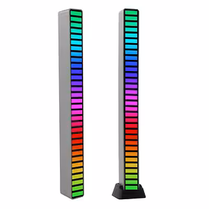 Bară LED RGB cu Activare Sonoră – VU Metru Lumini Muzicale, 32 LED-uri, USB-C, Efecte Spectaculoase