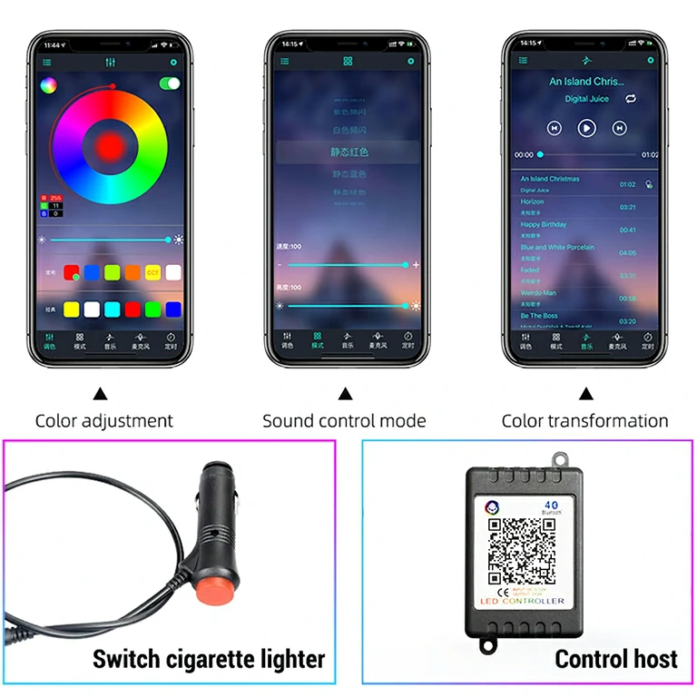 Bandă LED RGB flexibilă pentru interior auto