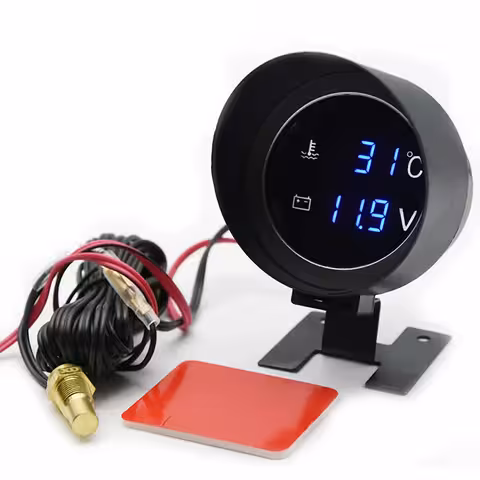 Ceas indicator temperatură apă motor cu sondă și voltmetru digital – auto, tractor, 12V/24V