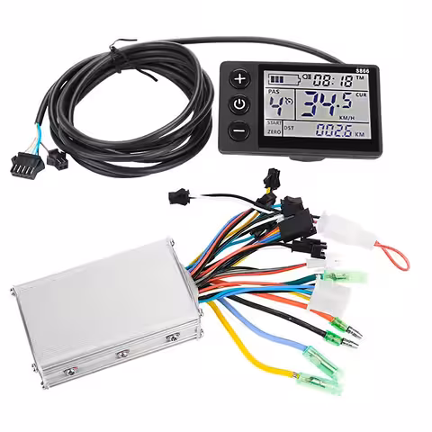Set Controler + Display S866 pentru Bicicletă Electrică 24V / 36V / 48V – 250W / 350W