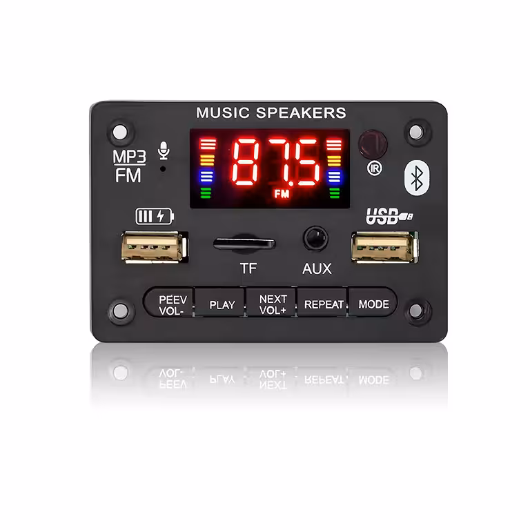 Modul audio Bluetooth 5.0 cu radio FM, MP3 și amplificator stereo 2x40W 5V/12V