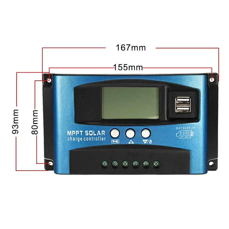 Controler solar 100A cu design compact Regulator de încărcare pentru sisteme solare cu dimensiuni reduse