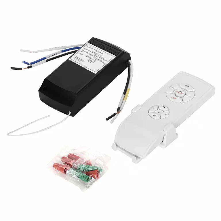 Set telecomandă + receptor 220V Telecomandă cu receptor 220V pentru ventilator sau lustră dimabilă.