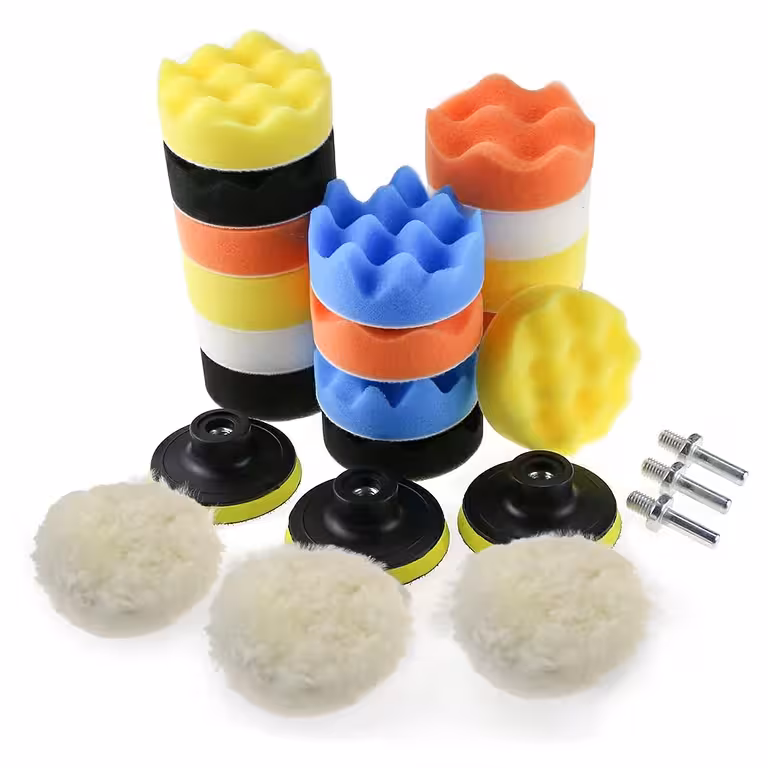 Set Polish Auto cu Talere 75mm și Bureți 80mm – Adaptoare Bormașină Incluse