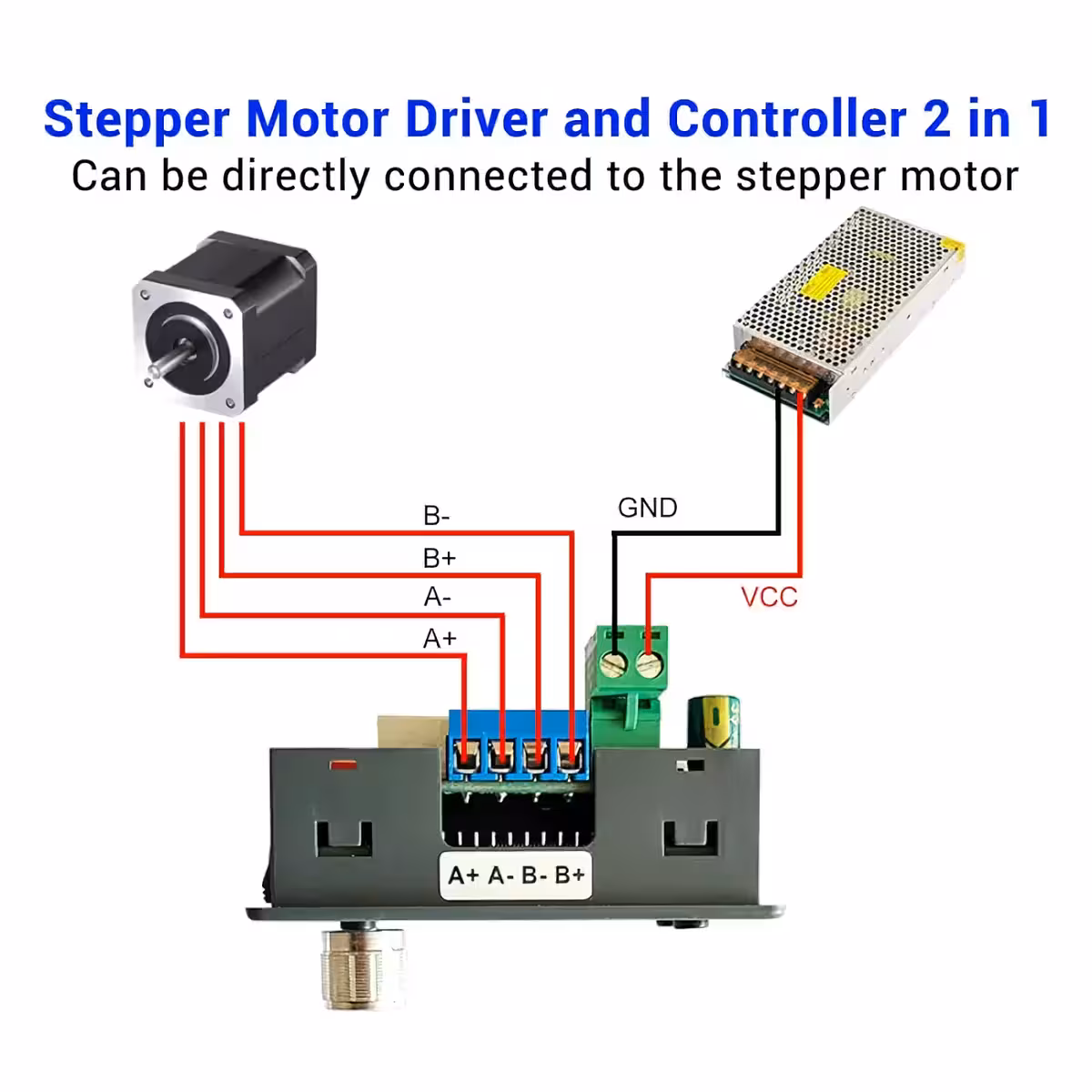 Diagramă electrică de conectare pentru modulul stepper