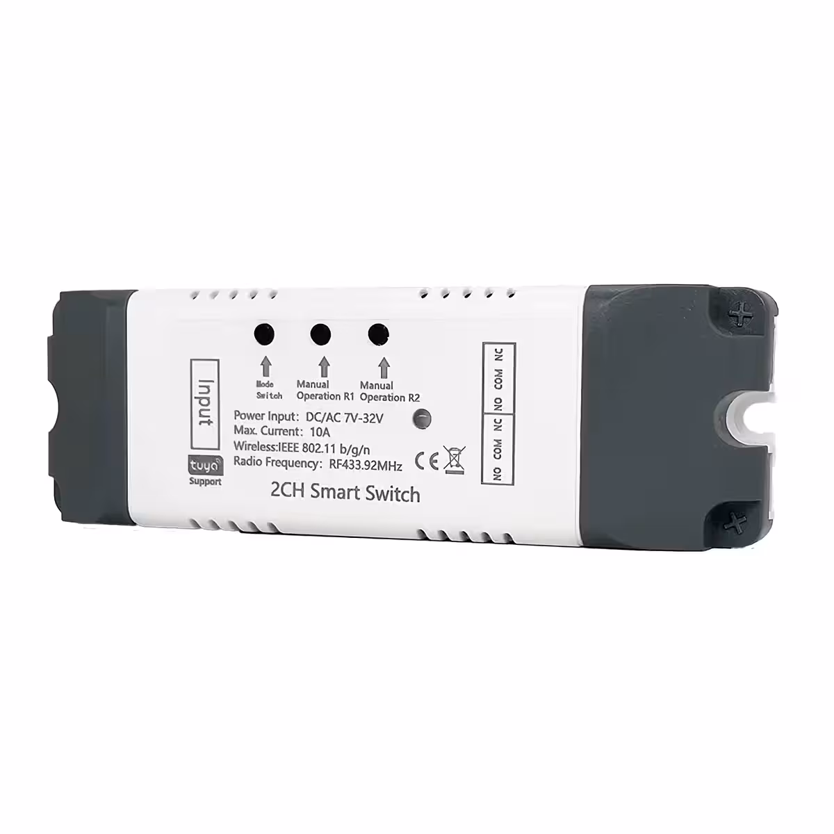 Imagine frontală a modulului releu smart cu 4 canale și control prin aplicație