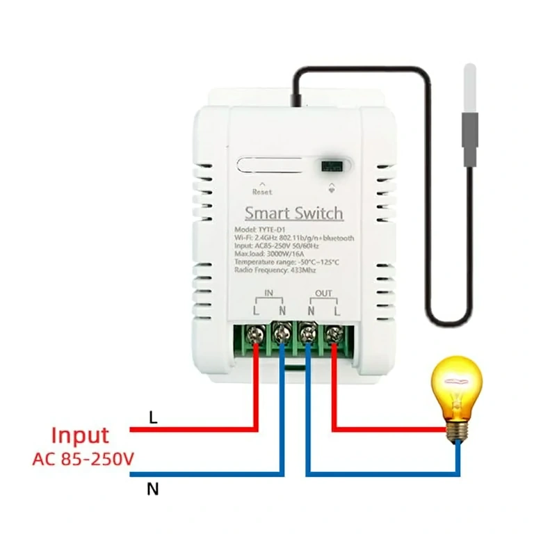 Diagrama conexiunilor pentru termostatul wireless cu senzor de temperatură
