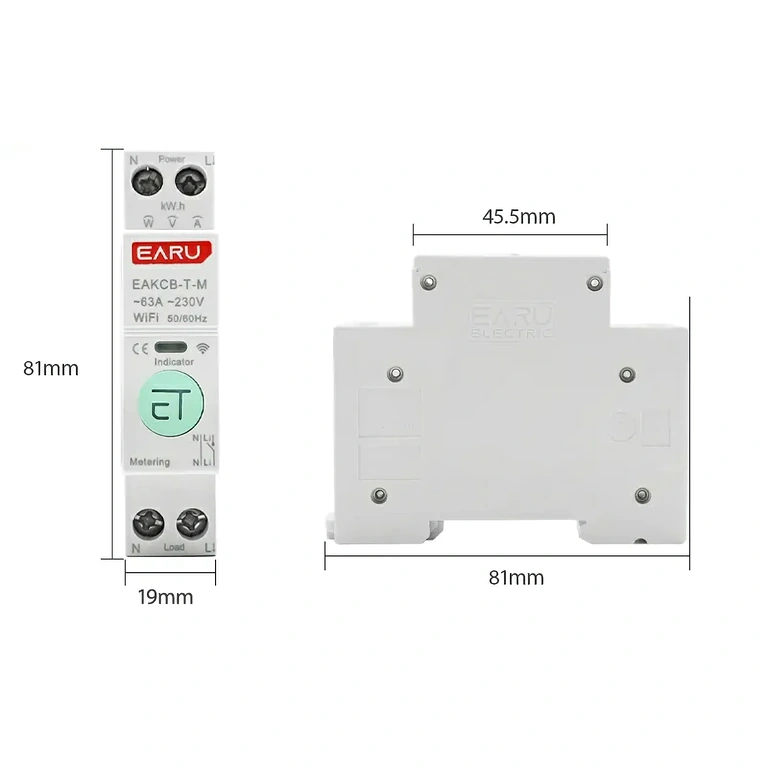 Vedere laterală a contorului electric cu protecție pentru bornele de conectare