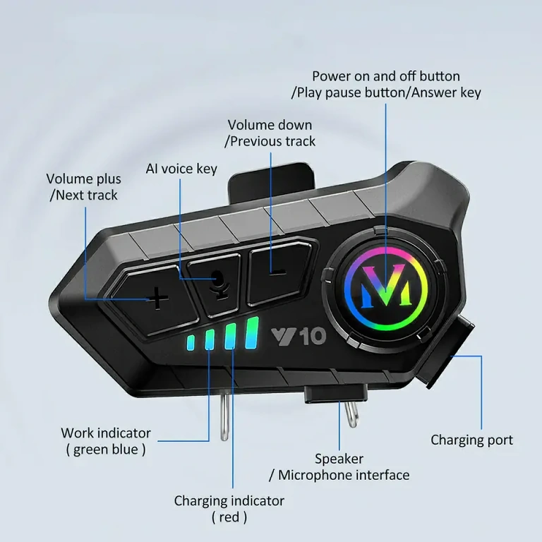 Buton pentru activare asistent vocal pe intercom casca moto