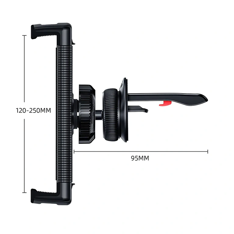 Suport compact și ușor pentru tabletă, fixat pe grila de ventilație