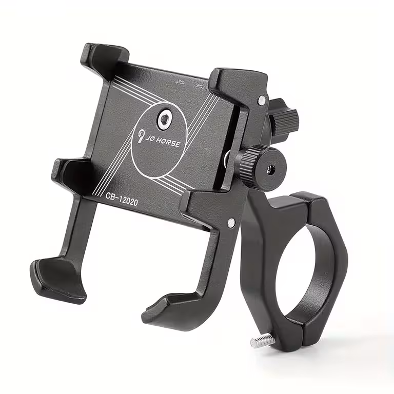 Suport Telefon Reglabil pentru Motocicletă, Bicicletă, Trotinetă Electrică și ATV – Aluminiu Negru