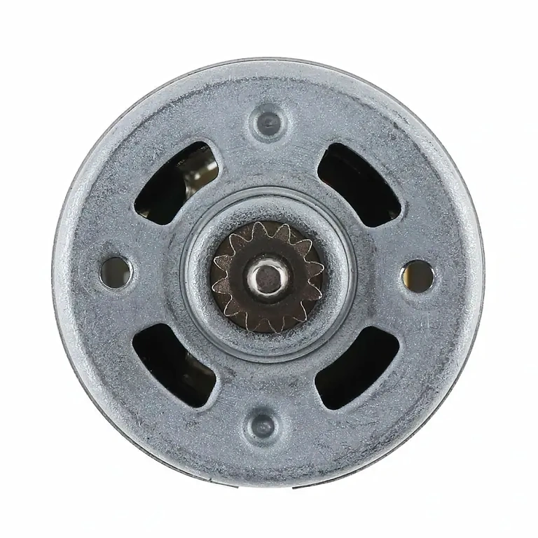 Motor DC cu pinion metalic de 12 dinți pentru aplicații RC și DIY.