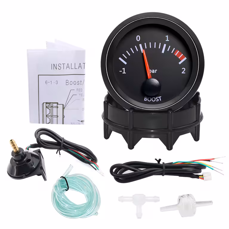 Ceas Boost Presiune Turbo 2 Bari – Manometru Turbo 52mm cu Indicator și Suport Montare