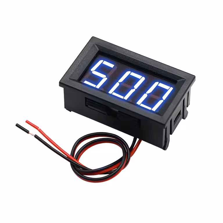 Voltmetru Digital de Panou pentru Curent Alternativ 220V – Afișaj LED Albastru, Monofazat și Trifazat