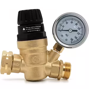 Regulator / Reductor presiune apă 3/4" cu manometru – Limitator pentru irigații, hidrofor, pompă, boiler, rulotă